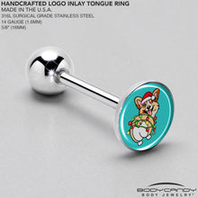 Load image into Gallery viewer, Christmas Holiday Lights Corgi Dog Barbell Tongue Ring by Onyx O