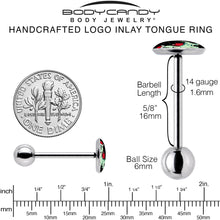 Load image into Gallery viewer, Christmas Holiday Dinosaur Barbell Tongue Ring by Onyx O