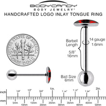 Load image into Gallery viewer, XOXO Heart Barbell Tongue Ring by Onyx O