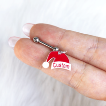 Load image into Gallery viewer, Custom Santa Hat Personalized Dangle Barbell Cartilage Earring