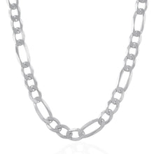 Load image into Gallery viewer, Rhodium Plated 8.8mm Sterling Silver Figaro Style Chain