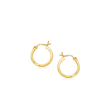 Load image into Gallery viewer, 14k Yellow Gold Slender Hoop Earring with Diamond-Cut Finish (15mm Diameter)