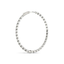 Load image into Gallery viewer, Oval Shape Two Sided Diamond Hoop Earrings in 14k White Gold (2 cttw)