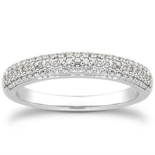 Load image into Gallery viewer, 14k White Gold Triple Multi-Row Micro- Pave Diamond Wedding Ring Band