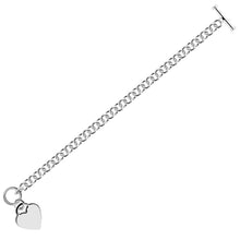 Load image into Gallery viewer, Sterling Silver Rhodium Plated Rolo Chain Bracelet with a Heart Charm