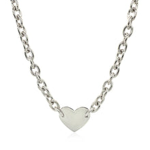 Load image into Gallery viewer, Sterling Silver Rhodium Plated Chain Bracelet with a Flat Heart Motif Station