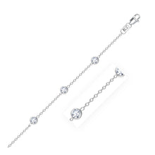 Load image into Gallery viewer, 14k White Gold Anklet with Round White Cubic Zirconia