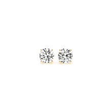 Load image into Gallery viewer, 1 cttw Certified IGI Lab Grown Round Diamond Stud Earrings 14k Yellow Gold (G/VS2)