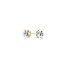 Load image into Gallery viewer, 1 cttw Certified IGI Lab Grown Round Diamond Stud Earrings 14k Yellow Gold (G/VS2)