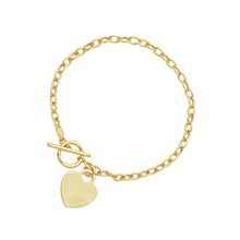 Load image into Gallery viewer, Toggle Bracelet with Heart Charm in 14k Yellow Gold