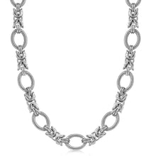 Load image into Gallery viewer, Sterling Silver Rhodium Plated Knot Style and Textured Oval Chain Necklace