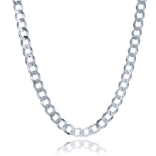 Load image into Gallery viewer, Rhodium Plated 7.9mm Sterling Silver Curb Style Chain