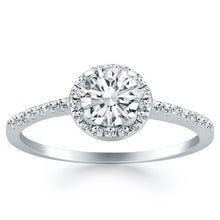 Load image into Gallery viewer, 14k White Gold Diamond Halo Collar Engagement Ring