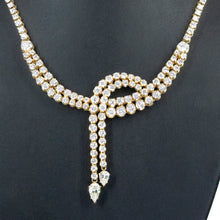 Load image into Gallery viewer, 14k Yellow Gold 17.0 Cttw Diamond Double Row Lariat 18" Inch Tennis Necklace with Pear Shape Diamond Drop Tips (I-J Color, VS2-SI1 Clarity)