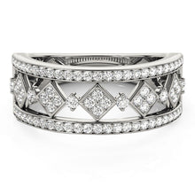 Load image into Gallery viewer, Diamond Studded Square Motif Ring in 14k White Gold (1/2 cttw)