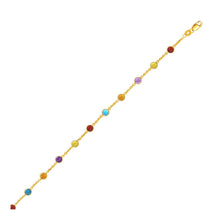 Load image into Gallery viewer, 14k Yellow Gold Cable Anklet with Round Multi Tone Stations