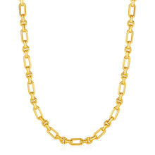 Load image into Gallery viewer, Rounded Rectangular Link Necklace with Textured Round Links in 14k Yellow Gold