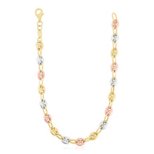 Load image into Gallery viewer, 14k Tri Color Gold High Polish Puffed Mariner Link Chain