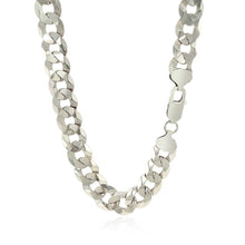 Load image into Gallery viewer, Rhodium Plated 9.5mm Sterling Silver Curb Style Chain
