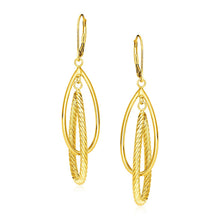 Load image into Gallery viewer, 14k Yellow Gold Earrings with Shiny and Textured Teardrop Dangles