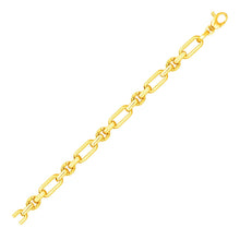 Load image into Gallery viewer, 14k Yellow Gold Polished and Textured Link Bracelet