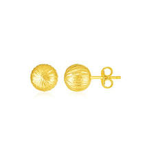 Load image into Gallery viewer, 14K Yellow Gold Ball Earrings with Linear Texture