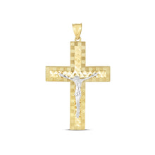 Load image into Gallery viewer, 14k Two Tone Gold High Polish Diamond Cut Cross Pendant