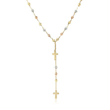 Load image into Gallery viewer, 14k Tri-Color Gold Rosary Chain Necklace