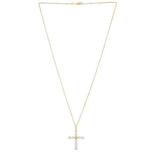 Load image into Gallery viewer, 14k Yellow Gold Pearl Cross Pendant
