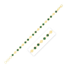 Load image into Gallery viewer, 14k Yellow Gold Malachite Geometric Mirror Gem Chain Bracelet (5.00 mm)