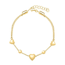 Load image into Gallery viewer, 14k Yellow Gold Puff Heart Adjustable Anklet