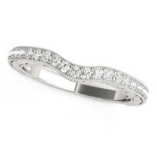 Load image into Gallery viewer, 14k White Gold Antique Style Milgrained Curved Diamond Ring (1/4 cttw)