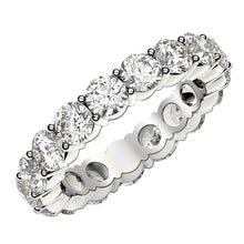 Load image into Gallery viewer, Round Cut Lab Grown Diamond Eternity Ring in 14k White Gold (3 cttw FG/VS2)