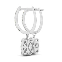 Load image into Gallery viewer, 14k White Gold Double Halo Cushion Outer Shaped Diamond Earrings (3/4 cttw)