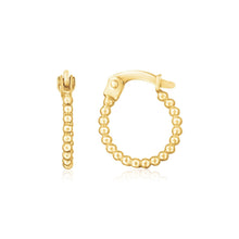 Load image into Gallery viewer, 14K Yellow Gold Bead Hinged Hoop Earrings