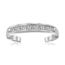 Load image into Gallery viewer, Sterling Silver Rhodium Finished Toe Ring with White Tone Cubic Zirconia Accents