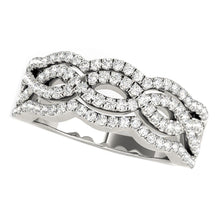 Load image into Gallery viewer, Diamond Studded Ring with Four Curves in 14k White Gold (5/8 cttw)
