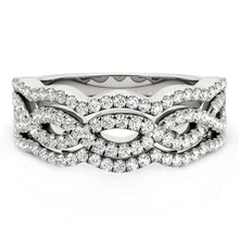 Load image into Gallery viewer, Diamond Studded Ring with Four Curves in 14k White Gold (5/8 cttw)