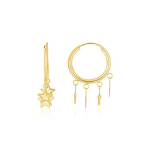 Load image into Gallery viewer, 14K Yellow Gold Endless Star Charm Huggie Hoop Earrings