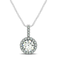 Load image into Gallery viewer, 14k White Gold Diamond Halo Round Style Pendant (5/8 cttw)