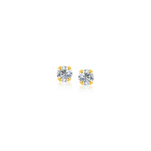 Load image into Gallery viewer, 14k Yellow Gold Stud Earrings with Faceted White Cubic Zirconia