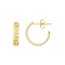 Load image into Gallery viewer, 14K Yellow Gold Slender Curb Chain Hoop Earrings