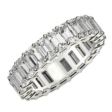 Load image into Gallery viewer, Emerald Cut Lab Grown Diamond Eternity Ring in 14k White Gold (4 cttw FG/VS2)