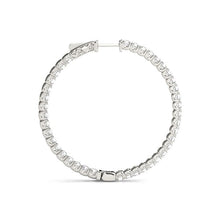 Load image into Gallery viewer, 14k White Gold Diamond Hoop Earrings with Shared Prong Setting (2 cttw)