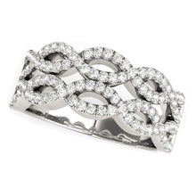 Load image into Gallery viewer, Diamond Studded Double Interlocking Waves Ring in 14k White Gold (5/8 cttw)
