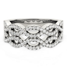 Load image into Gallery viewer, Diamond Studded Double Interlocking Waves Ring in 14k White Gold (5/8 cttw)