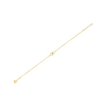 Load image into Gallery viewer, 14k Yellow Gold MOP Evil Eye Bracelet (1.00 mm)