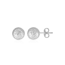 Load image into Gallery viewer, 14k White Gold Ball Earrings with Crystal Cut Texture