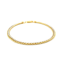 Load image into Gallery viewer, Two-Toned Fine Wheat Chain Bracelet in 10k Yellow and White Gold