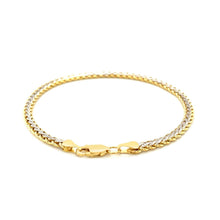 Load image into Gallery viewer, Two-Toned Fine Wheat Chain Bracelet in 10k Yellow and White Gold